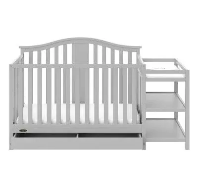 Graco Solano 4-in-1 Convertible Crib &amp; Changer with Drawer - Pebble Gray