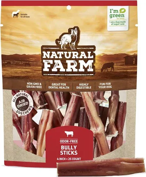 Beef Bully Sticks Dog Treats, 4-in, 25 count