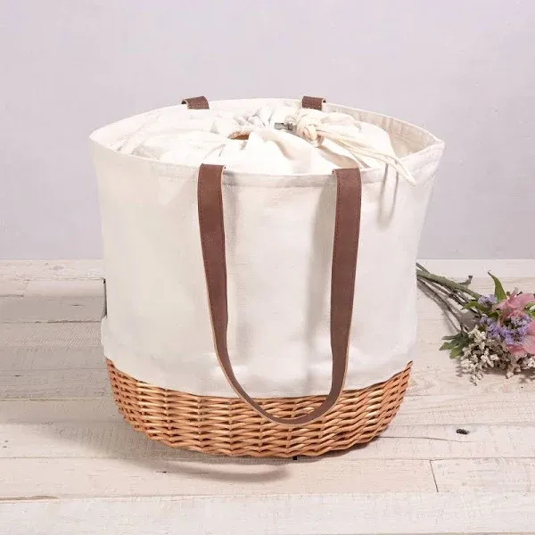 Picnic Time Coronado Canvas and Willow Basket Tote