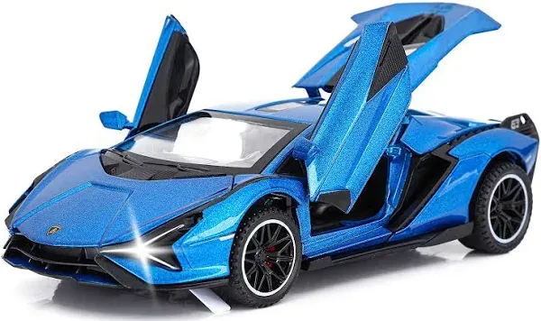 Sasbsc Toy Cars Lambo Sian Fkp3 Metal Model Car with Light and Sound Pull Back Toy Car For Boys Age 3 + Year Old