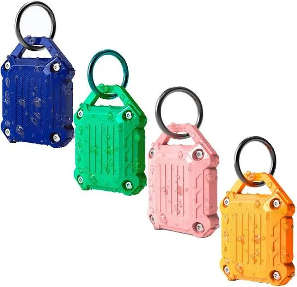 Dovick- Waterproof Airtag Keychain Holder Case 4 Pack,Screw Full Cover Compat...