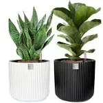 Greenhouse Decorations Set of 2 Handmade Ceramic Self-Watering Planters | 9-Inch Practical and Decorative Pots with Water Level Indicator | Home & Office Decor | Easy