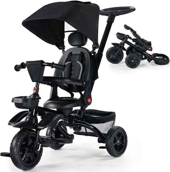 7 in 1 Baby Tricycle Folding w/Removable Adjustable Push Handle