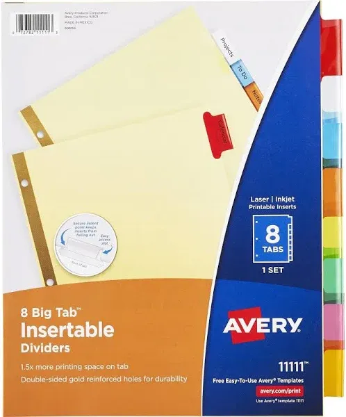 Avery Big Tab Insertable Dividers