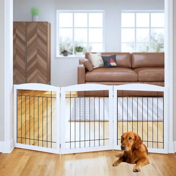 PAWLAND Freestanding Foldable Wire Dog Gate