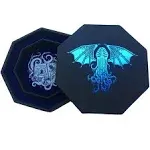 Fantasydice-Cthulhu Tome-Blue- Dice Tray - 8" Octagon with Lid and Dice Staging