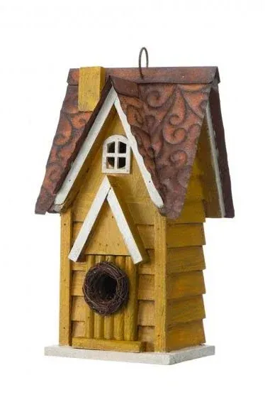 Glitzhome Distressed Solid Wood Cottage Birdhouse