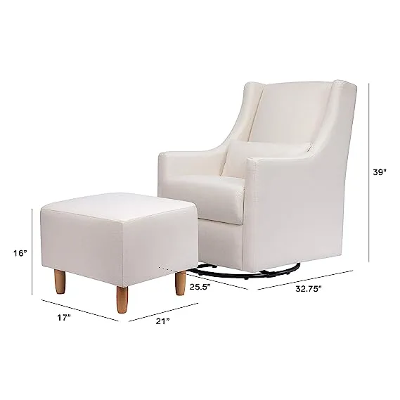 Babyletto Toco Swivel Glider and Ottoman - Performance Cream Eco-Weave