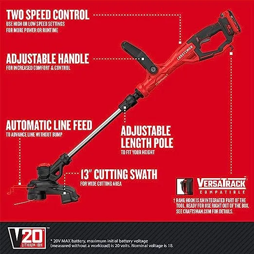 Craftsman V20 Weedwacker String Trimmer & Edger (CMCST900D1)