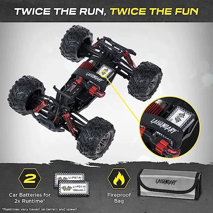 LAEGENDARY Remote Control Car, Hobby Grade RC Car 1:10 Scale Brushless Motor With Two Batteries, 4x4 Off-Road Waterproof RC Truck, Fast RC Cars for Adults, RC Cars, Remote Control Truck, Gifts for Kid