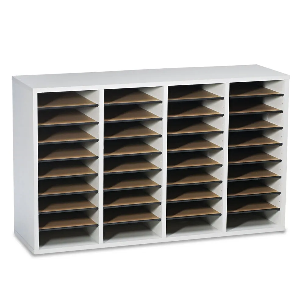 Safco Grey 36 Compartment Wood Adjustable File Organizer