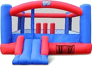 Sunny & Fun Inflatable Bounce House | Giant 12x10.5 Feet Blow-Up Jump Bouncy Castle for Kids with Air Blower, Stakes & Repair Kit | Easy Set Up for Hours of Backyard Play & Party Fun | Ages 3-10