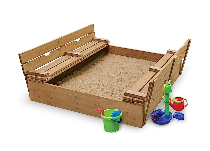 Badger Basket Cedar Rectangular Sandbox with Cover, Brown