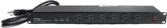 StarTech.com 10 Outlet Rack Mount Power Strip 125V/16 Amp - 1U Horizontal 19" Rackmount PDU - NEMA 5-20P Input - 10x NEMA 5-15/20R Outlets - Rack Mount PDU - UL Listed - 8ft Power Cord (RKPW101920)