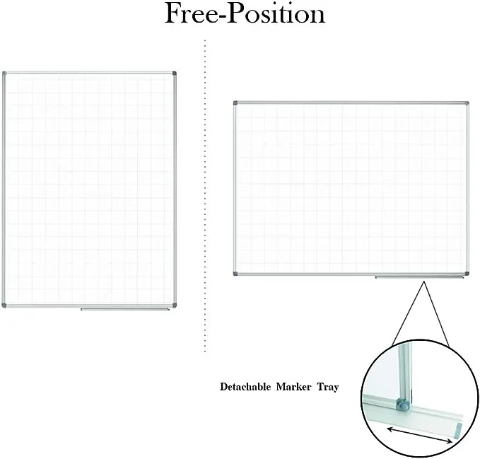 Jiloffice Magnetic Dry Erase Planning Board Grid Pattern White Board 36 x