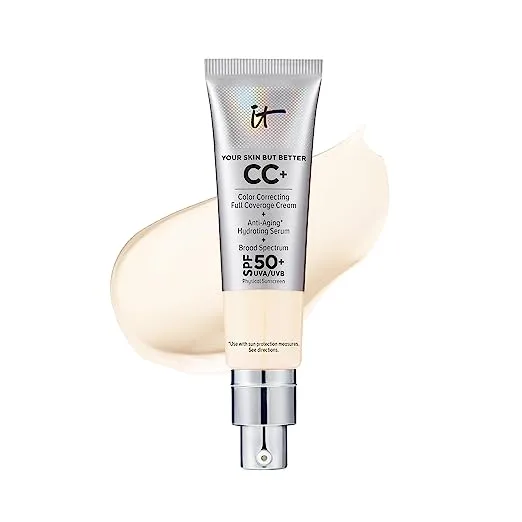 IT Cosmetics Your Skin But Better CC+ Cream - Color Correcting Cream, Full-Coverage Foundation, Hydrating Serum & SPF 50+ Sunscreen - Natural Finish - 1.08 Fl. Oz