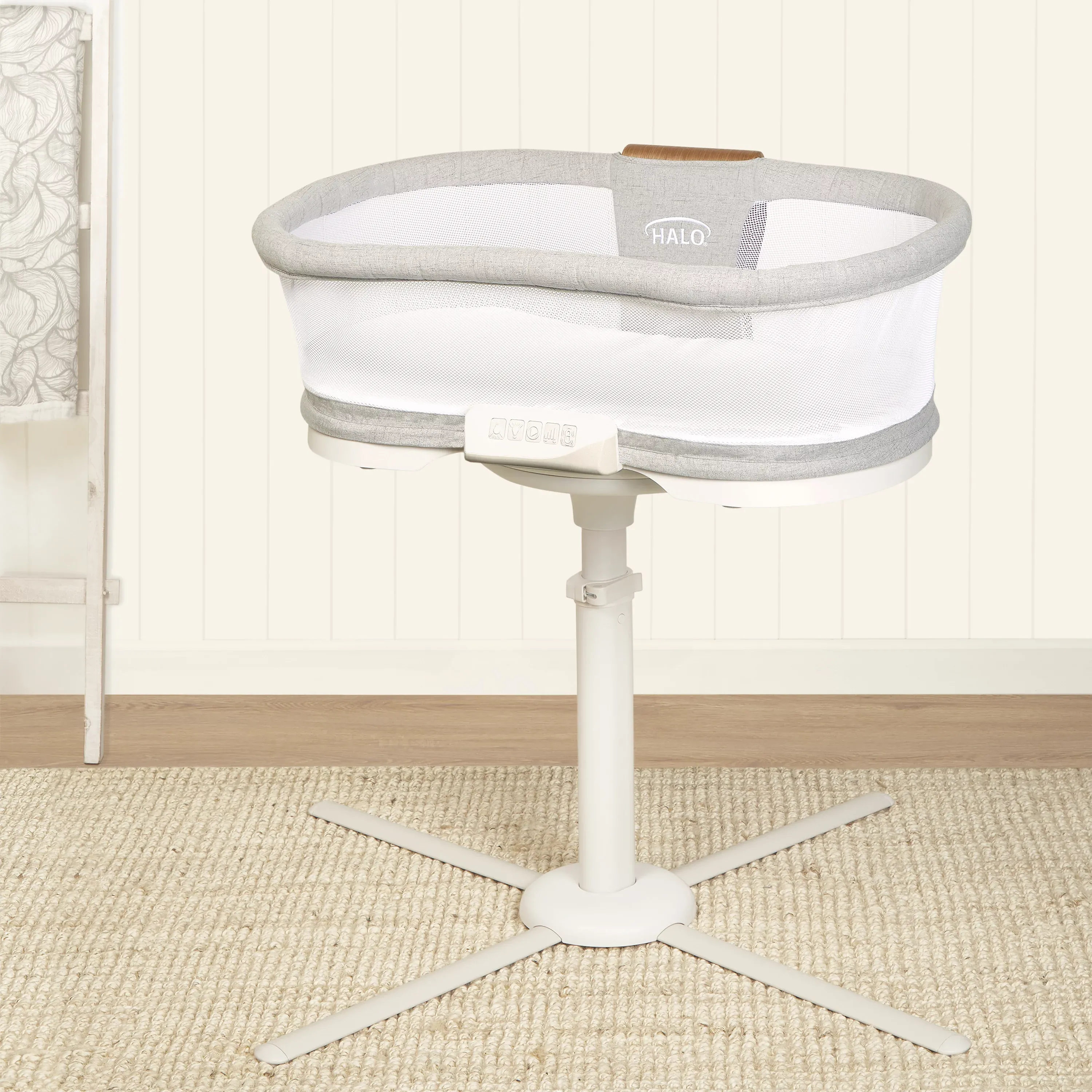 HALO BassiNest Swivel Baby Bassinet, Soothing Center, Vibration and Sound, Luxe Series, Dove Grey Tweed