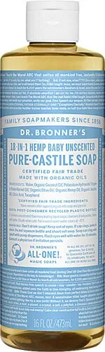 Dr. Bronner's Baby Unscented Pure Castile Liquid Soap, 16 fl oz