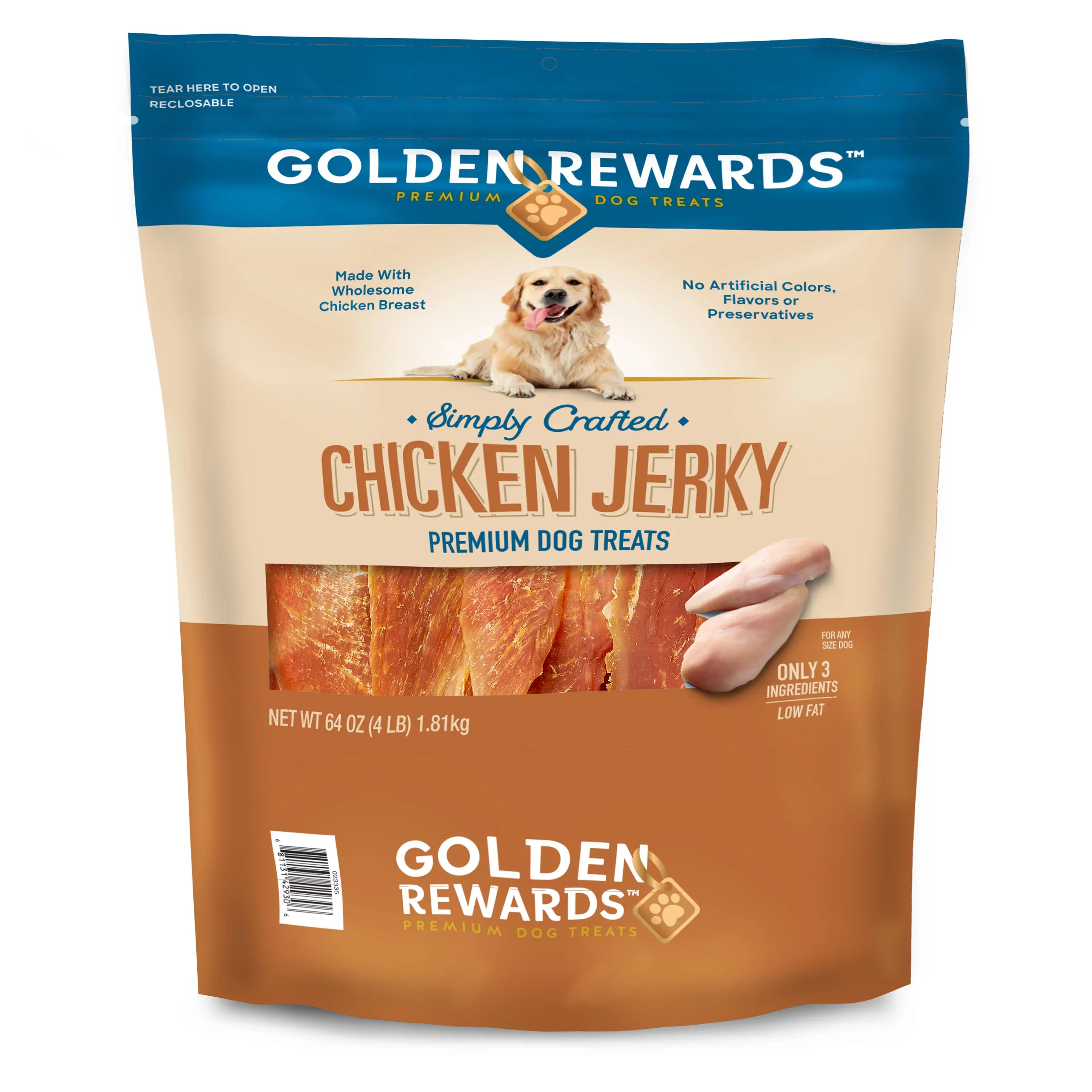 Golden Rewards Duck Jerky Dog Treats, 32 oz