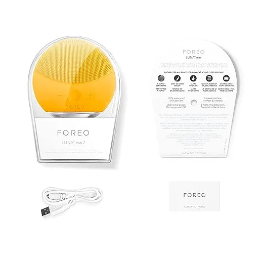 FOREO LUNA mini 2 Ultra-hygienic Facial Cleansing Brush All Skin Types Face Massager for Clean & Healthy Face Care Extra Absorption of Facial Skin Care Products Waterproof