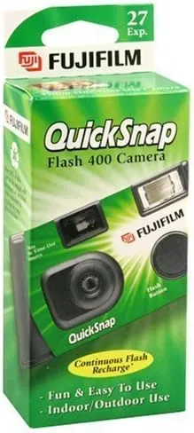 Fujifilm QuickSnap Flash 400 Disposable 35mm Camera (1 Pack) Bonus Hand Strap + Quality Photo Microfiber Cloth