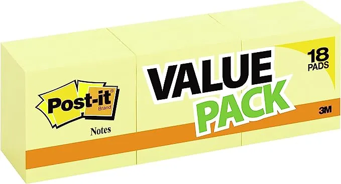 3M Post-it Notes 3in x 3in Canary Yellow