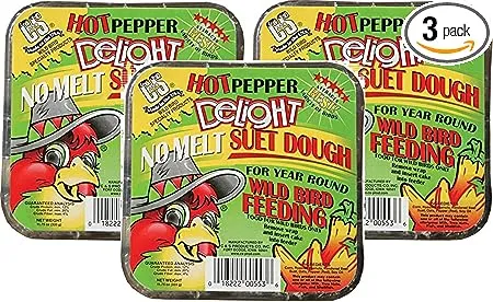 C&S Hot Pepper Delight No Melt Suet Dough Cake (3 Pack / 11.75 oz Each)