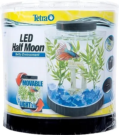 Tetra LED Half Moon aquarium Kit 1.1 Gallons, Ideal For Bettas, Black, 4.6 x 9.1 x 9.9 Inches (29049)