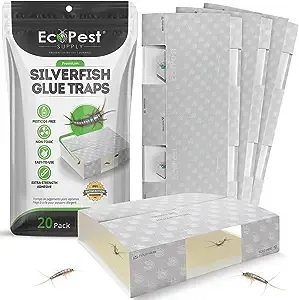 EcoPest Silverfish Trap — 12 Pack | Sticky Indoor Glue Trap for Silverfish, Firebrat, and Other Bugs and Crawling Insects | Adhesive Silverfish Killer