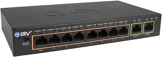 BV-Tech 8-Port PoE+ Switch with 2 Gigabit Ethernet Uplinks - 96W - Fanless Desktop Design, Sturdy Metal Housing - 802.3af/at