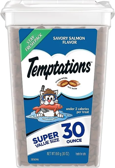 Temptations Classic, Crunchy and Soft Cat Treats, Tempting Tuna Flavor, 30 oz. Tub