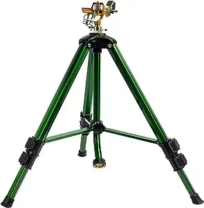 Hourleey Impact Sprinkler On Tripod Base, Heavy Duty Brass Sprinklers for Yard Lawn Garden, 0-360 Degree Large Area Coverage, 3/4 inch Connector