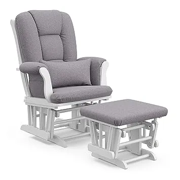 Storkcraft - Tuscany Glider and Ottoman - Black/Gray