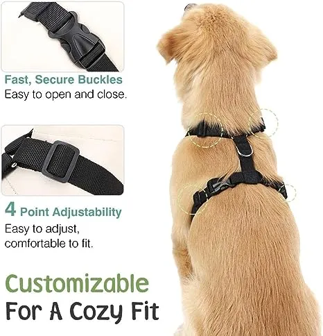 VavoPaw Dog Vehicle Safety Vest Harness Adjustable Soft Padded Mesh Car Seat ...