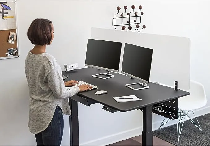 Stand Up Desk Store Under Desk Cable Management Tray Black Horizontal Computer Cord Raceway and Modesty Panel (Black, 39")