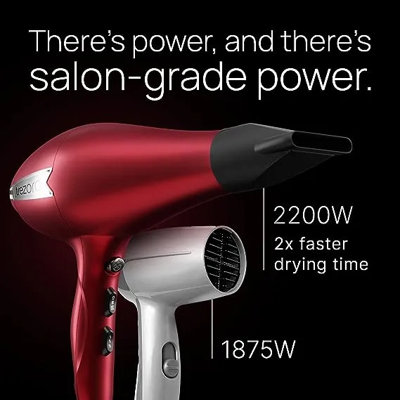 TREZORO 2200 Watt Professional Blow Hair Dryer with Diffuser &amp; Comb (Red)