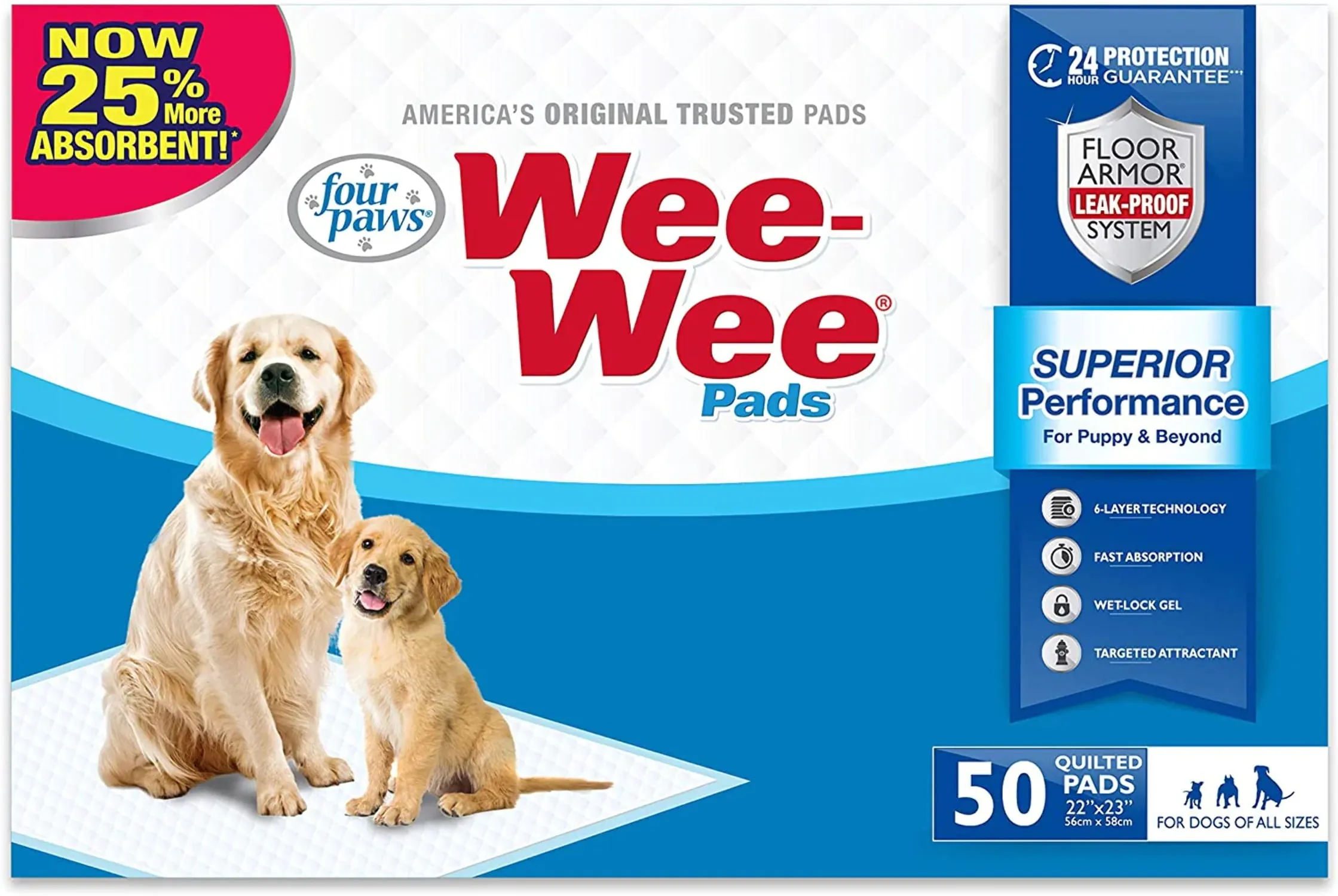 Four Paws Wee-Wee Pads - 50 Pack