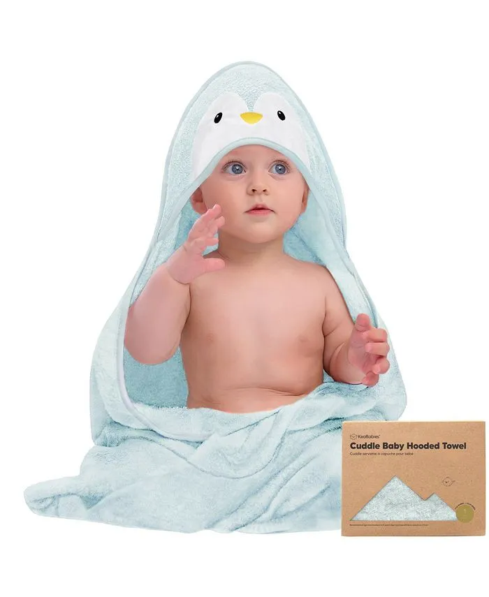 KeaBabies Cuddle Organic Bamboo Baby Hooded Towel - Penguin