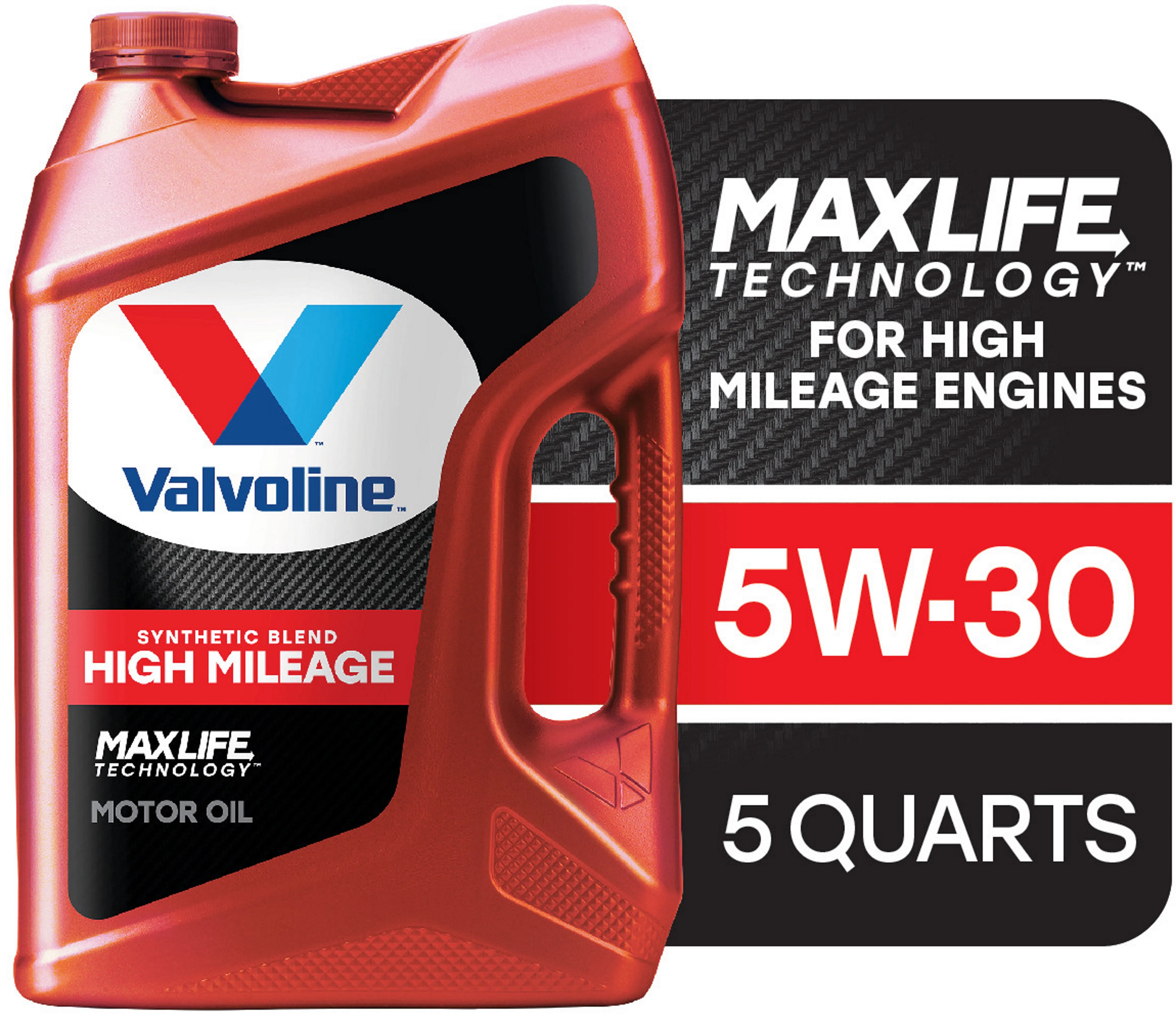 Valvoline High Mileage with MaxLife Technology SAE 5W-30 Synthetic Blend Motor Oil 5 QT