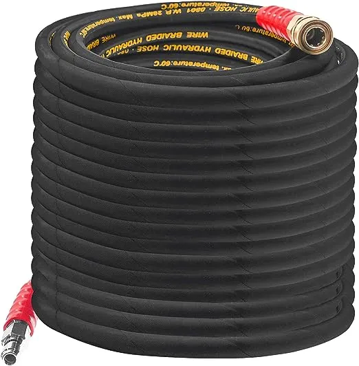 50FT Pressure Washer Hose with 3/8 Inch Quick Connect, High Tensile Wire Power W