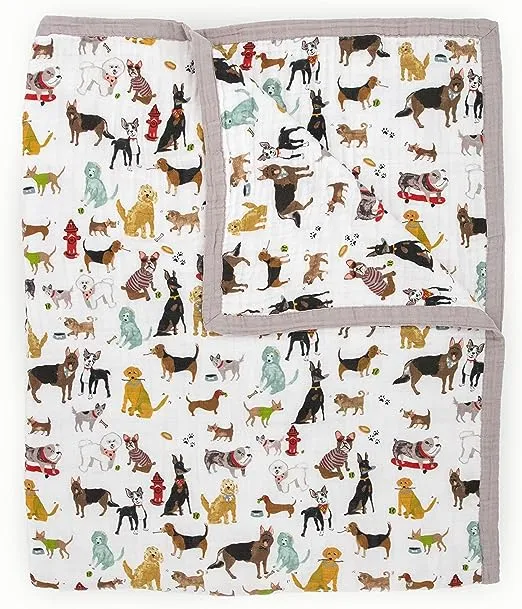 Little Unicorn – Woof Friends Cotton Muslin Quilt X-Large Blanket | 100% Cotton | Super Soft | Toddlers and Adults | X-Large 60” x 72” | Machine Washable