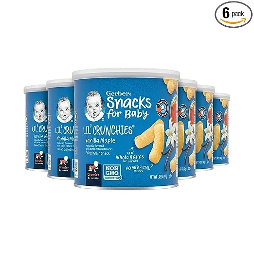 Gerber Snacks for Baby Lil’ Crunchies Baked Grain Snack (Sampler, Pack of 6)