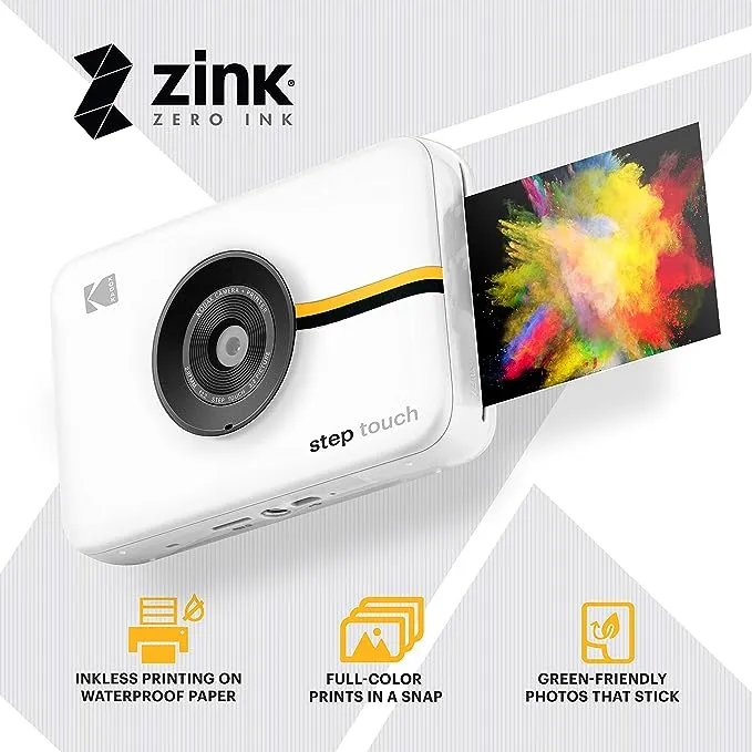 Kodak Step Touch 13MP Digital Camera & Instant Printer with 3.5 LCD Touchscreen Display, 1080p HD Video - White