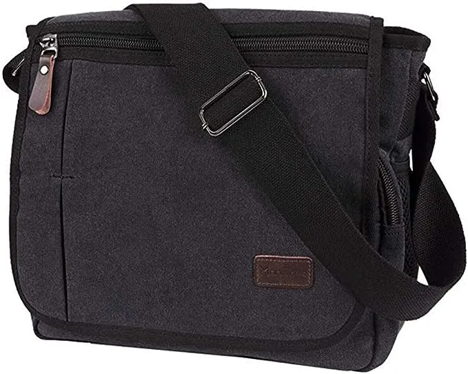 Modoker Messenger Bag for Men, 13 Inches Laptop Satchel Bags, Canvas Shoulder Bag with Bottle Pocket