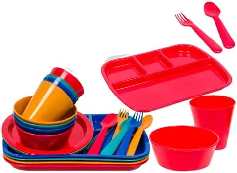 Wal-Mart Kids Dinnerware 24pc- Multicolor- Microwave/dishwasher safe