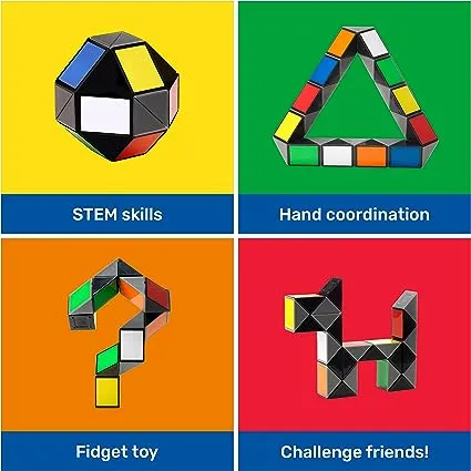 Rubik's Twist, Colorful 3D Puzzle Classic Brain Teaser Retro Fidget Toy Bend & Twist Into Shapes Objects Animals, for Adults & Kids Ages 8 and up