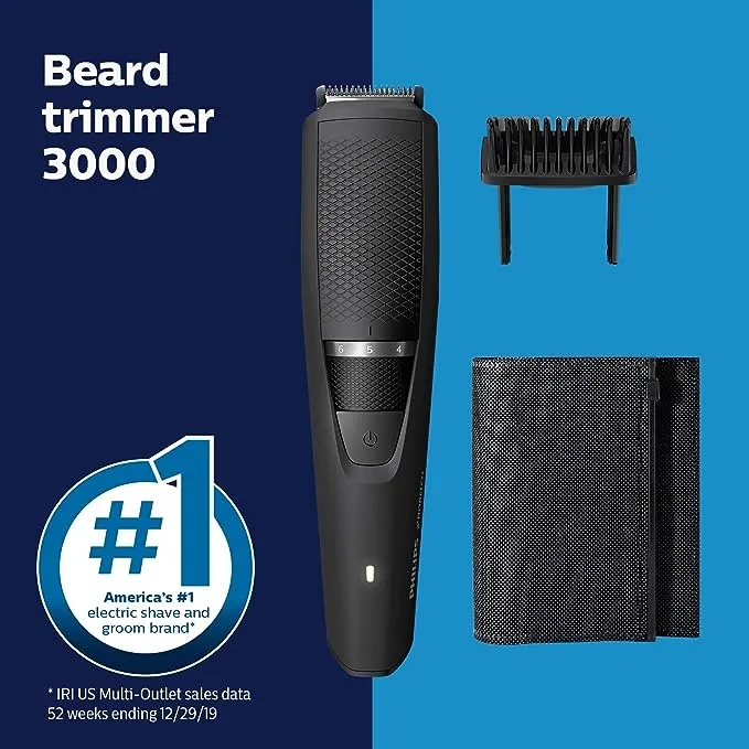 Philips Norelco Beard Trimmer and Hair Clipper, Cordless Grooming, Rechargeable, Adjustable Length, Beard Trimmer And Hair Clipper, No Blade Oil Needed, BT3210/41