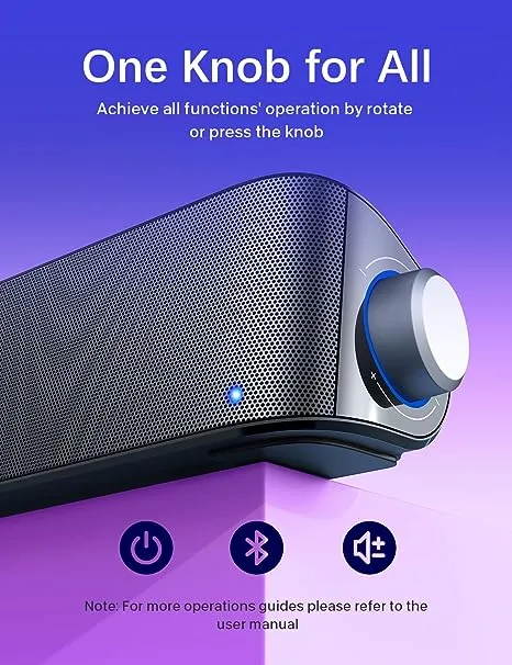 Nylavee Computer Speakers, HiFi Sound Quality Computer Sound Bar, USB Powered PC Speakers, Bluetooth 5.0 and 3.5mm Aux-in Computer Speakers for