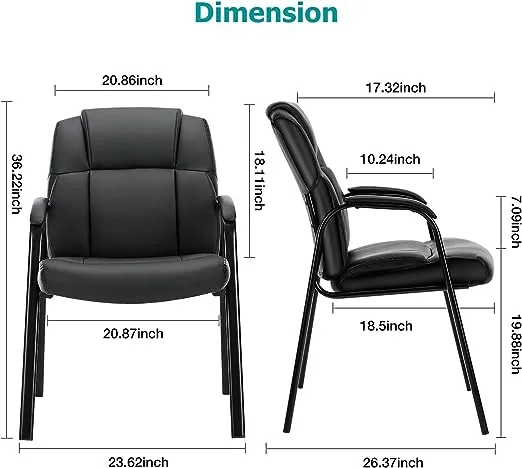 edx Waiting Room Chairs - Reception Chairs Office Guest Chairs Set of 2, Conference Room Chairs Lobby Chairs with Padded Arms, PU Leather Executive Office Desk Chair No Wheels