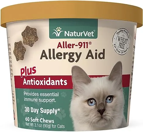 NaturVet Aller-911 Allergy Aid Plus Antioxidants for Cats - 60 Soft Chews